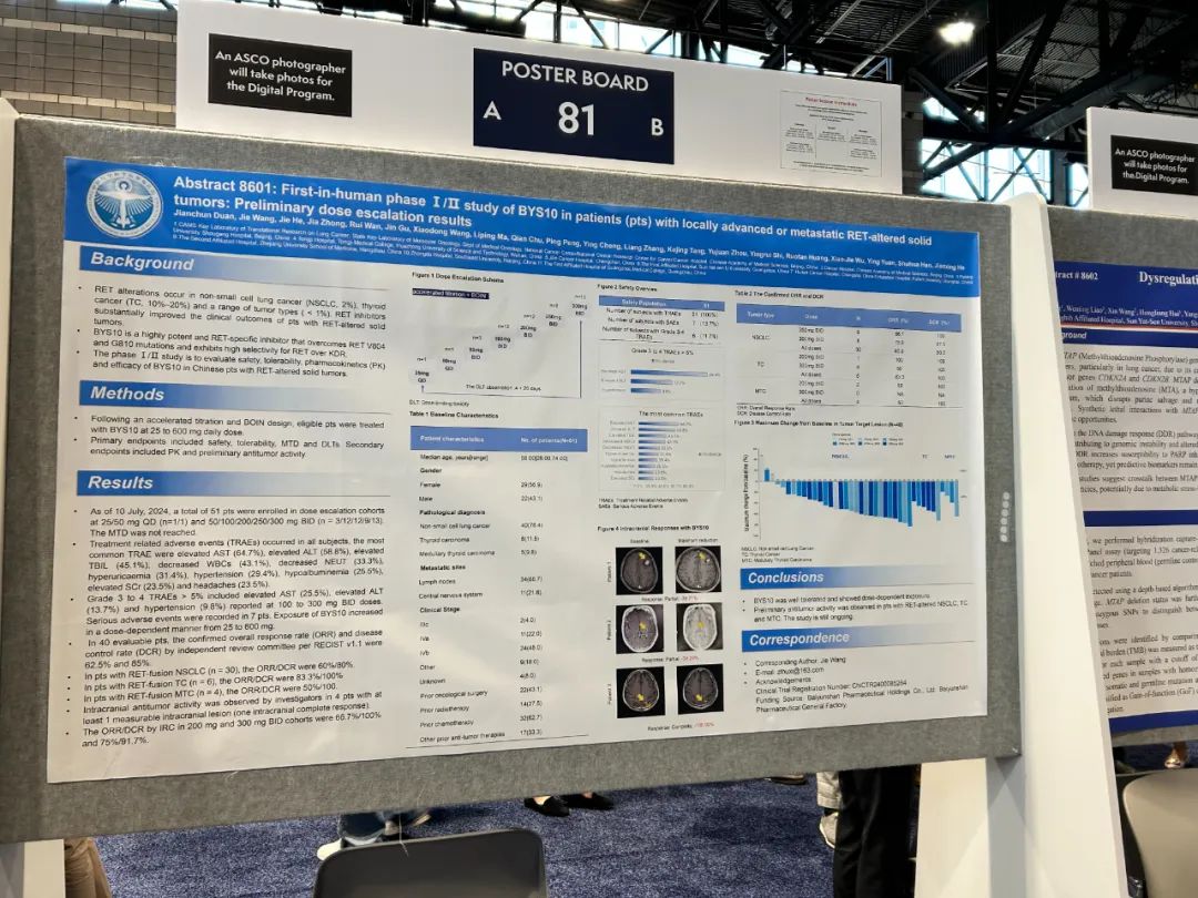 304am永利集团自主研造的化药1类新药BYS10片临床钻研成就亮相2025年ASCO年会